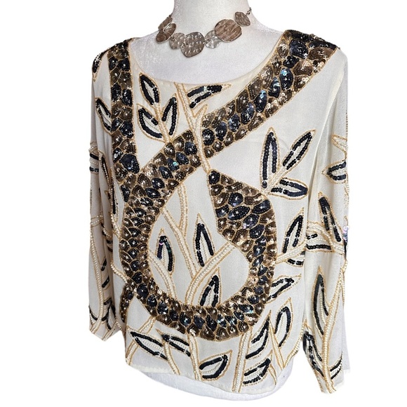 Vintage TopShop Sequin & Bead Embellished Snake Charmer Blouse 🤩 - Picture 3 of 8